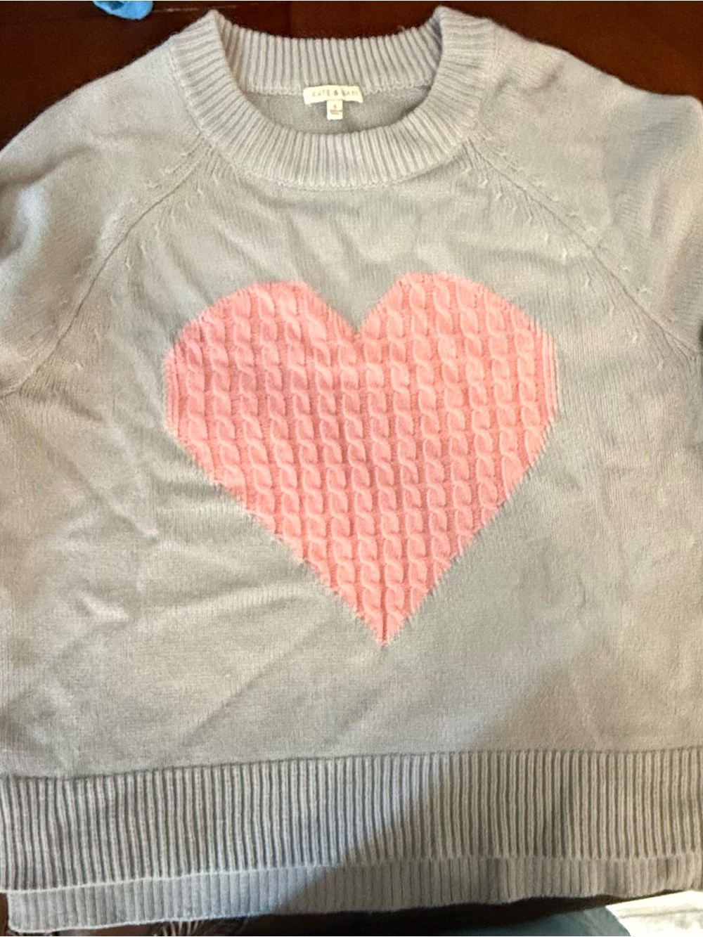 Crewneck Gray Sweater with Pink Heart by kate spade